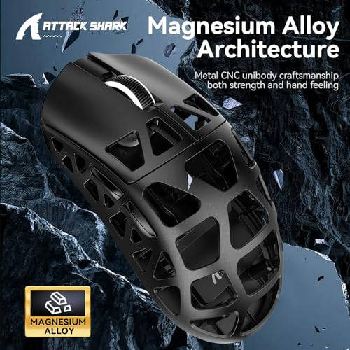 ATTACK SHARK R3 Magnesiumlegierungsmaus, kabellose 8K-Maus, 46 g SUPERLIGHT-Maus, PixArt PAW3395-Gaming-Sensor, BT/2,4 G/kabelgebundene Gaming-Maus, einstellbare DPI 26000, Büromäuse für Win11/Xbox/PS Bild 3