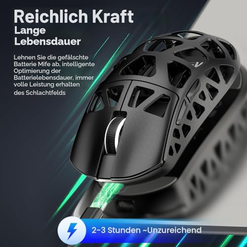 ATTACK SHARK R3 Magnesiumlegierungsmaus, kabellose 8K-Maus, 46 g SUPERLIGHT-Maus, PixArt PAW3395-Gaming-Sensor, BT/2,4 G/kabelgebundene Gaming-Maus, einstellbare DPI 26000, Büromäuse für Win11/Xbox/PS Bild 6