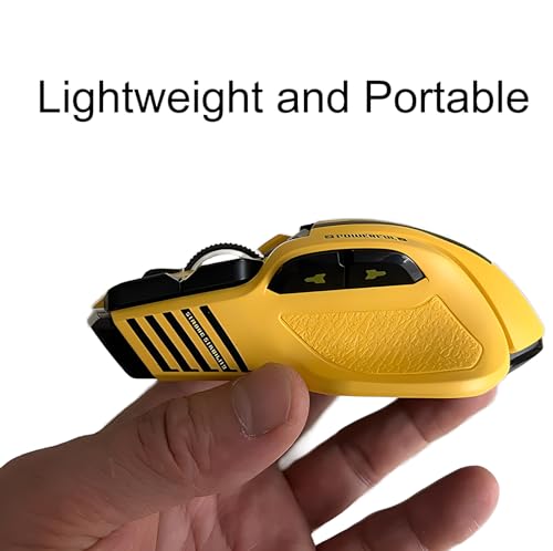 Kabellose Gaming Maus mit 5 Einstellbaren DPI 2.4G Drahtlos Dreifach-Modus Blendendes Licht Leise Wiederaufladbar für PC Computer Laptop Arbeit Büro (Gelb) Bild 4