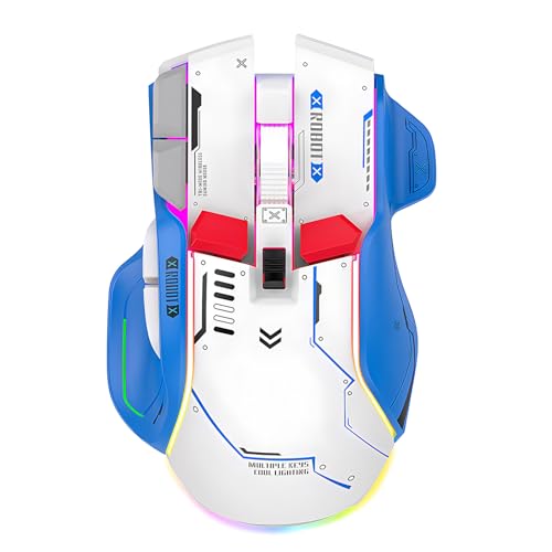 Kabellose Maus mit Wiederaufladbarem Dreifach-Modus Gaming 5 Einstellbaren DPI 2.4G Drahtlos Leise Blendendes Licht für PC Computer Laptop Arbeiten Büro (Weiß) Bild 1