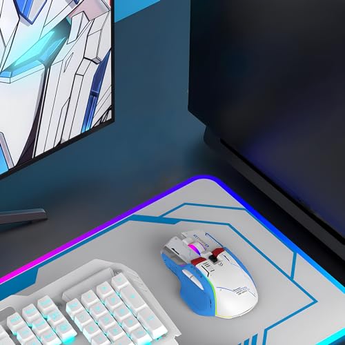 Kabellose Maus mit Wiederaufladbarem Dreifach-Modus Gaming 5 Einstellbaren DPI 2.4G Drahtlos Leise Blendendes Licht für PC Computer Laptop Arbeiten Büro (Weiß) Bild 6