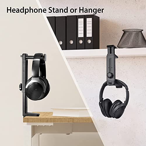 Kopfhörerhalter Kopfhörerständer 360 Grad Drehbarer Kopfhörerständer 2 In 1, Gaming-Headset-Halter Über Und Unter Dem Schreibtisch, Haken, Headset-Ständer Headset Halterung Headset Ständer Bild 6