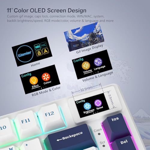 SK80 Mechanische Tastatur 75%, Gaming Tastatur kompakte USB C, Hot-Swap-Tastatur Kanagawa Thema, Dichtung Mount RGB Custom Keyboard für Mac/Win, Weiß Bild 3