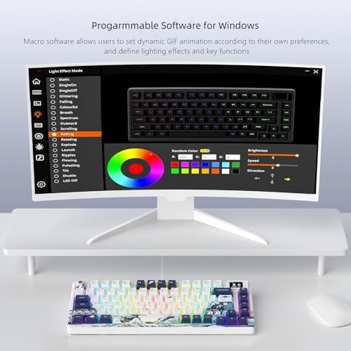 SK80 Mechanische Tastatur 75%, Gaming Tastatur kompakte USB C, Hot-Swap-Tastatur Kanagawa Thema, Dichtung Mount RGB Custom Keyboard für Mac/Win, Weiß Bild 4
