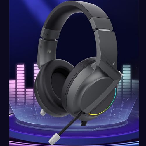 GOWENIC Gaming-Headset mit Geräuschunterdrückendem Mikrofon und RGB-Licht, Faltbarer USB-Kopfhörer, Over-Ear, 50-mm-Treiber, für für One, Laptop, Weiches Bild 6