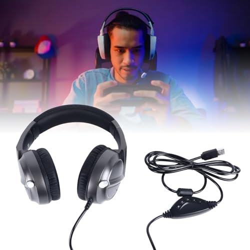 GOWENIC Gaming-Headset mit Geräuschunterdrückendem Mikrofon und RGB-Licht, Faltbarer USB-Kopfhörer, Over-Ear, 50-mm-Treiber, für für One, Laptop, Weiches Bild 7