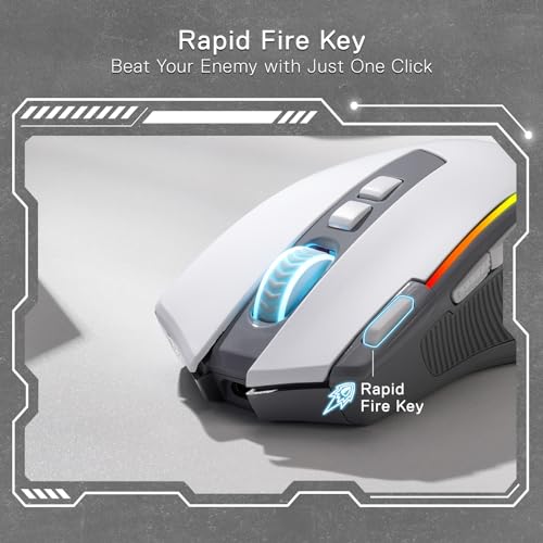 Redragon M612 PRO RGB Gaming Maus 8000 DPI Kabelgebundene/Kabellose Maus mit 9 Programmierbaren Tasten & 6 Hintergrundbeleuchtungsmodi BT & 2.4G Drahtlose Softwareunterstützung, Grau & Weiß Bild 6