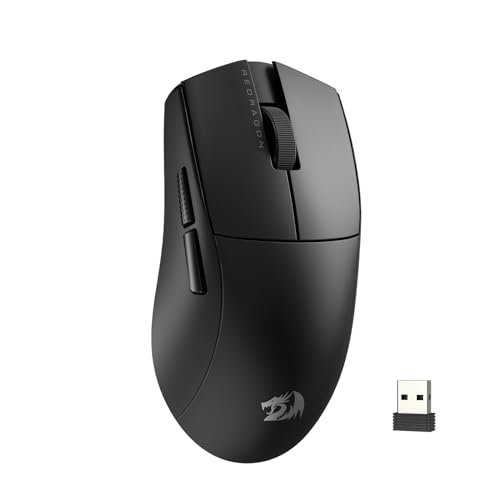 Redragon M916 Kabellose Gaming Maus, 49G Ultra-Light 8K DPI 2.4G Kabellose Gaming-Maus mit ergonomischem Griff, voll programmierbare Tasten, Software unterstützt DIY Keybinds & DPI, Schwarz Bild 1