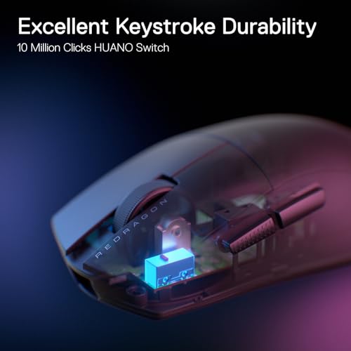 Redragon M916 Kabellose Gaming Maus, 49G Ultra-Light 8K DPI 2.4G Kabellose Gaming-Maus mit ergonomischem Griff, voll programmierbare Tasten, Software unterstützt DIY Keybinds & DPI, Schwarz Bild 6