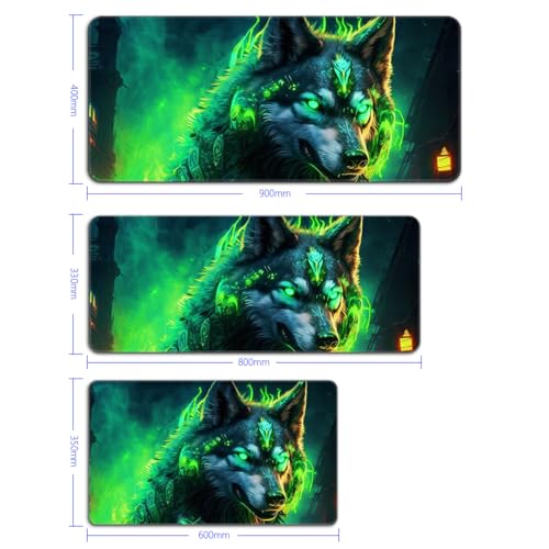 Tastatur Mäusepad, Wolf, XXL, großes Mauspad für den Schreibtisch (90 x 40 x 0,3 cm), Übergröße, Gaming Mauspad, rutschfeste auf Gummibasis für Gaming, Büro und Zuhause Bild 4