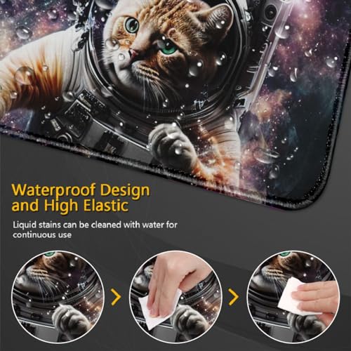 Gaming Mauspad/Matte, Astronautenkatze im Weltraum, XXL großes Mauspad (90 x 40 x 0,3 cm), großes Mauspad für Laser/optische Mäuse Bild 3