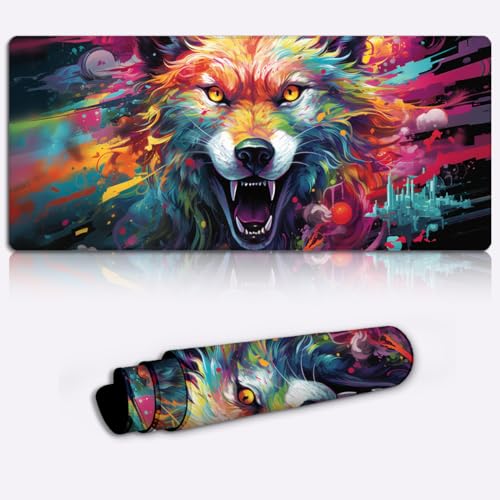 Gaming Mauspads für das Mausspiel „Der Wolfsgott erscheint XL“ (80 x 30 x 0,3 cm), großes Gaming Mauspad/Mauspad für Laser/optische Mäuse Bild 1
