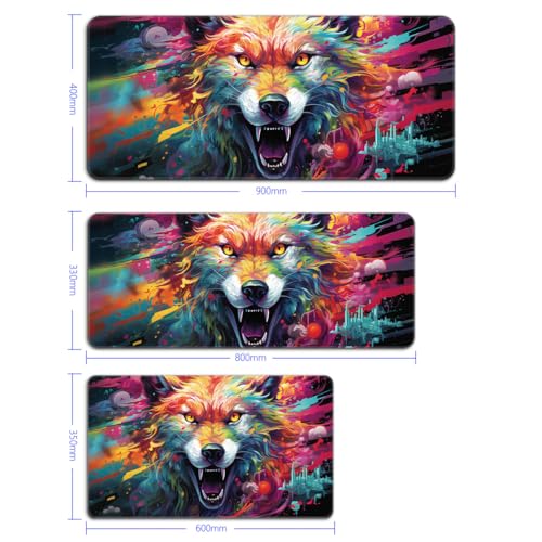 Gaming Mauspads für das Mausspiel „Der Wolfsgott erscheint XL“ (80 x 30 x 0,3 cm), großes Gaming Mauspad/Mauspad für Laser/optische Mäuse Bild 4
