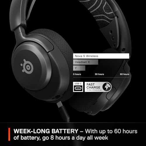 SteelSeries Arctis Nova 5 Wireless Multi-System Gaming Headset — Neodym-Magnettreiber — 100+ Audio-Voreinstellungen — 60 HR Akku — 2,4 GHz oder BT — ClearCast Gen2.X Mikrofon — PC, PS5, PS4, Switch, Bild 5
