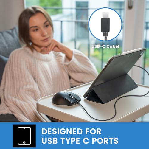 Perixx PERIMICE-221C Kabelgebundene Ergonomische Maus mit USB Typ-C Anschluss - 1,5 Meter Kabel - Optisches 1000 DPI Design - Schwarz Bild 7
