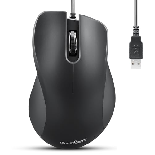 Perixx PERIMICE-221U Kabelgebundene Ergonomische USB-Maus - Optisches Design mit 1000 DPI - 1,5 Meter Kabel - Schwarz Bild 1