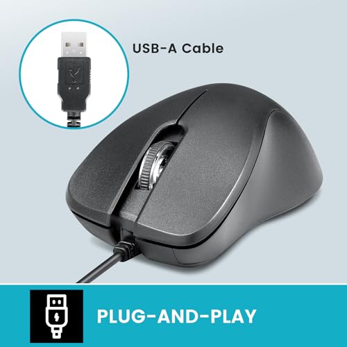 Perixx PERIMICE-221U Kabelgebundene Ergonomische USB-Maus - Optisches Design mit 1000 DPI - 1,5 Meter Kabel - Schwarz Bild 2