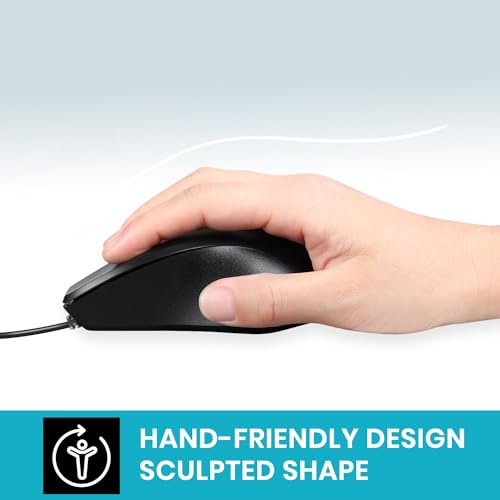 Perixx PERIMICE-221U Kabelgebundene Ergonomische USB-Maus - Optisches Design mit 1000 DPI - 1,5 Meter Kabel - Schwarz Bild 4