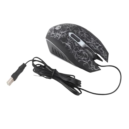 KIMISS A70 Professionelle Kabelgebundene Gaming-Maus, Gaming-Mäuse, 6 Tasten, Ergonomische LED-USB-Gamer-Universal-Optik mit Bunter Atemlichttaste, DPI 800 2000, PC, Schwarz für Bild 5