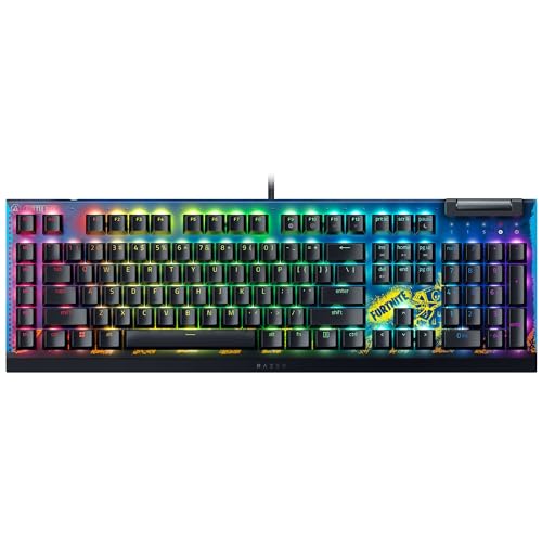 Razer BlackWidow V4 X - Fortnite Edition Mechanische Gaming-Tastatur mit RGB (Yellow Switches, 6 eigene Makro-Tasten, Doubleshot-ABS-Tastenkappen) QWERTY US-Layout | Fortnite Bild 1