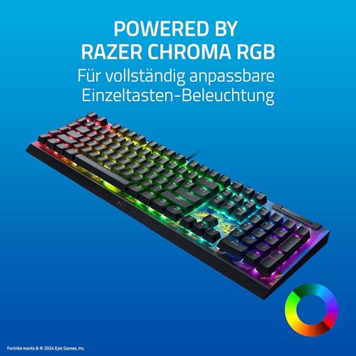 Razer BlackWidow V4 X - Fortnite Edition Mechanische Gaming-Tastatur mit RGB (Yellow Switches, 6 eigene Makro-Tasten, Doubleshot-ABS-Tastenkappen) QWERTY US-Layout | Fortnite Bild 6