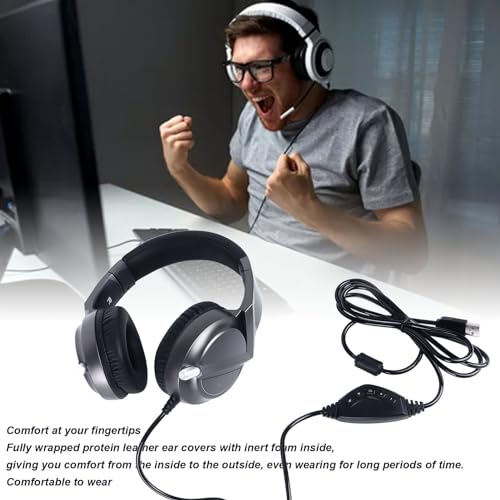 Jectse Kabelgebundenes Gaming-Headset, USB-50-mm-Gaming-Headset für zu Hause (#2) Bild 3