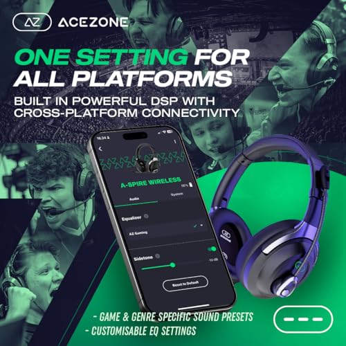 AceZone A-Spire Wireless ANC Gaming-Headset kabelloser 2,4-GHz-Dongle der nächsten Generation geräuschunterdrückendes Flip-to-Mute Mikrofon BT 5.4 LE Audio Mobile App leicht PC, PS5, PS4, Switch Bild 5
