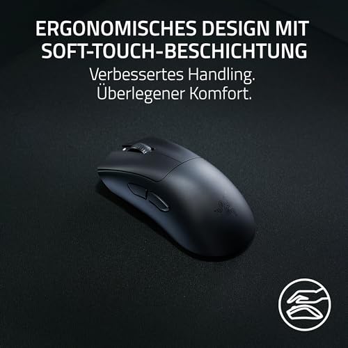 Razer DeathAdder V3 HyperSpeed - Ultra leichte kabellose ergonomische E-Sport Gaming-Maus mit 26K DPI (55g leicht, Soft-Touch-Beschichtung, 100 Stunden Laufzeit, HyperSpeed mit 8K Hz) Schwarz Bild 3