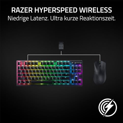 Razer DeathAdder V3 HyperSpeed - Ultra leichte kabellose ergonomische E-Sport Gaming-Maus mit 26K DPI (55g leicht, Soft-Touch-Beschichtung, 100 Stunden Laufzeit, HyperSpeed mit 8K Hz) Schwarz Bild 5