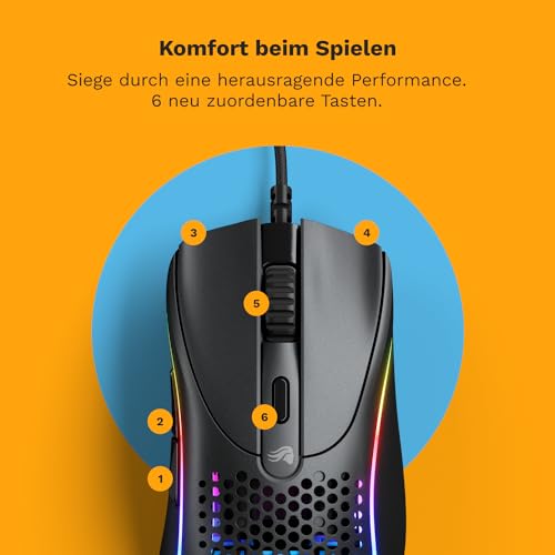 GLORIOUS Gaming Model D 2 Wired Gaming Mouse - ergonomische, superleicht 58g, 26K optischer Sensor, 6 programmierbare Tasten, 80-Millionen-Klicks-Lebensdauer, FPS, MMO, MOBA - Mattschwarz Bild 4