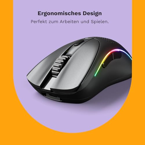 GLORIOUS Gaming Model D 2 Wireless Gaming Mouse - superleicht 66g, bis zu 210h Batterie, 26K Opt. Sensor, 6 Program. Tasten, 80 Millionen Klicks, FPS, MMO, MOBA - Mattschwarz Bild 3