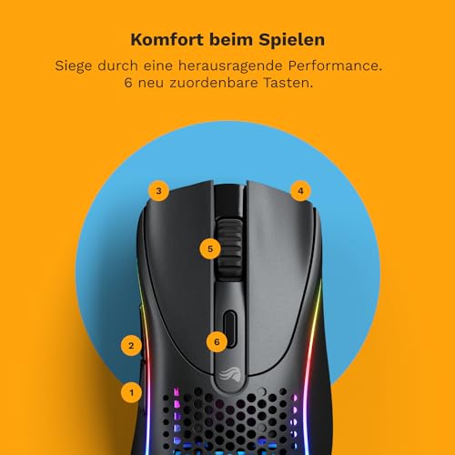 GLORIOUS Gaming Model D 2 Wireless Gaming Mouse - superleicht 66g, bis zu 210h Batterie, 26K Opt. Sensor, 6 Program. Tasten, 80 Millionen Klicks, FPS, MMO, MOBA - Mattschwarz Bild 4