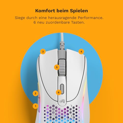 GLORIOUS Gaming Model D 2 Wired Gaming Mouse - ergonomische, superleicht 58g, 26K optischer Sensor, 6 programmierbare Tasten, 80-Millionen-Klicks-Lebensdauer, FPS, MMO, MOBA - Mattweiß Bild 4