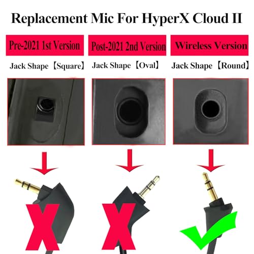 Ersatzmikrofon für Kingston HyperX Cloud, Cloud X Cloud Core Cloud II Cloud 2 Cloud Pro Silver Verkabelt Wireless Version Gaming Headsets, 3,5mm,Jack Shape【Round】 Bild 3