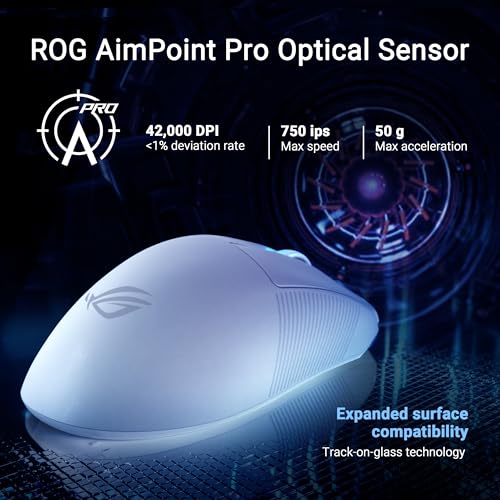 ASUS ROG Keris II Ace Kabellose Gaming-Maus, 54 g leicht, AimPoint Pro 42K optischer Sensor, optische Mikroschalter, SpeedNova Wireless, ROG Polling Rate Booster, Esports & FPS-Gaming, Schwarz Bild 5