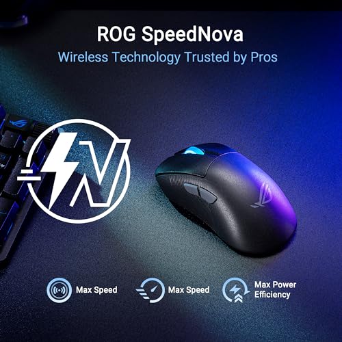 ASUS ROG Keris II Ace Kabellose Gaming-Maus, 54 g leicht, AimPoint Pro 42K optischer Sensor, optische Mikroschalter, SpeedNova Wireless, ROG Polling Rate Booster, Esports & FPS-Gaming, Schwarz Bild 7