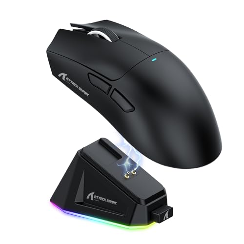 ATTACK SHARK X11 Gaming Mouse mit Magnetic Charging Dock, PixArt PAW3311 Gaming Sensor, BT/2.4G Wireless/Wired Gaming Mouse, 22000 DPI, Office Mice Gamer Mice Mice for Win11/Xbox/PS/Mac (Schwarz) Bild 1
