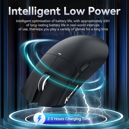 ATTACK SHARK X11 Gaming Mouse mit Magnetic Charging Dock, PixArt PAW3311 Gaming Sensor, BT/2.4G Wireless/Wired Gaming Mouse, 22000 DPI, Office Mice Gamer Mice Mice for Win11/Xbox/PS/Mac (Schwarz) Bild 5