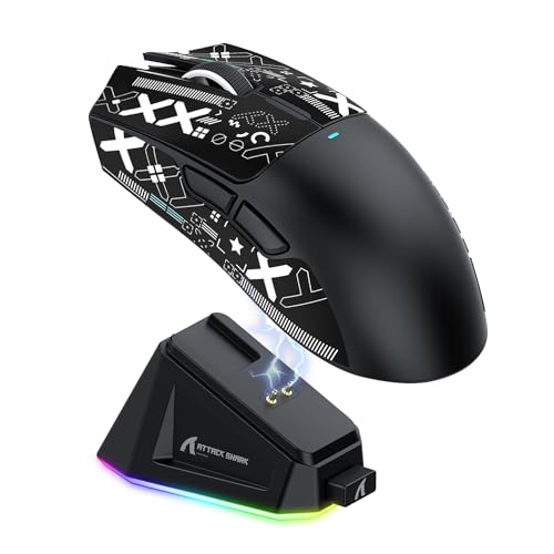 ATTACK SHARK X11 Gaming-Maus mit magnetischer Ladestation, PixArt PAW3311, BT/2.4G kabellos/kabelgebunden, 22000 DPI für Win11/Xbox/PS/Mac (schwarz) Bild 1