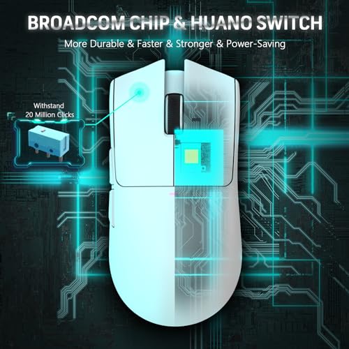 LexonElec x Attack Shark X11 Kabellose Gaming-Maus mit RGB Magnetische Ladestation, PixArt PAW3311-Sensor, Ultraleichte 59g Schwere Tri-Mode-Gaming-Maus, Wired/2,4 G/BT, 22 K DPI-White Bild 6