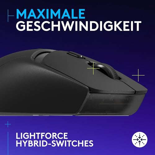 Logitech G G309 LIGHTSPEED kabellose Gaming-Maus, leicht, LIGHTFORCE-Hybridschalter, HERO 25K-Sensor, über 300 Stunden Akkulaufzeit mit AA-Batterie, 6 programmierbare Tasten, PC und Mac - Schwarz Bild 2