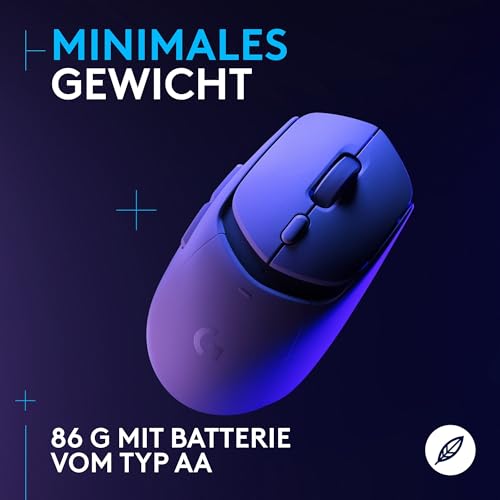 Logitech G G309 LIGHTSPEED kabellose Gaming-Maus, leicht, LIGHTFORCE-Hybridschalter, HERO 25K-Sensor, über 300 Stunden Akkulaufzeit mit AA-Batterie, 6 programmierbare Tasten, PC und Mac - Weiß Bild 5