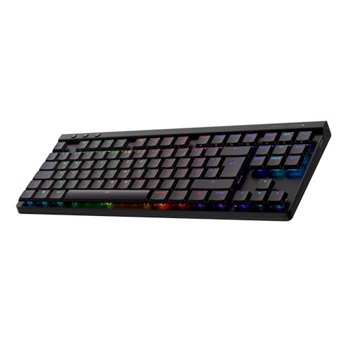 Logitech G G515 Lightspeed TKL kabellose Flache Gaming-Tastatur, LIGHTSYNC RGB, dünnes Profil ohne Ziffernblock, PBT-Tastenkappen, taktile mechanische Switches, Deutsches QWERTZ-Layout - Schwarz Bild 1