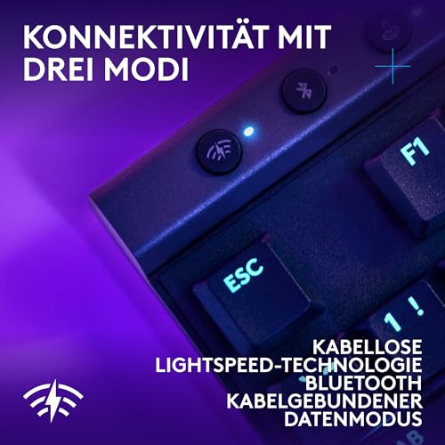 Logitech G G515 Lightspeed TKL kabellose Flache Gaming-Tastatur, LIGHTSYNC RGB, dünnes Profil ohne Ziffernblock, PBT-Tastenkappen, taktile mechanische Switches, Deutsches QWERTZ-Layout - Schwarz Bild 5