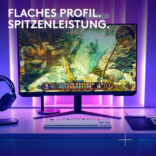 Logitech G G515 Lightspeed TKL kabellose Flache Gaming-Tastatur, LIGHTSYNC RGB, dünnes Profil ohne Ziffernblock, PBT-Tastenkappen, taktile mechanische Switches, Deutsches QWERTZ-Layout - Weiß Bild 2