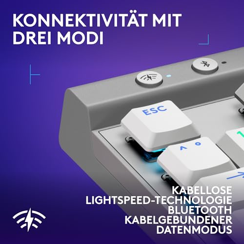 Logitech G G515 Lightspeed TKL kabellose Flache Gaming-Tastatur, LIGHTSYNC RGB, dünnes Profil ohne Ziffernblock, PBT-Tastenkappen, taktile mechanische Switches, Deutsches QWERTZ-Layout - Weiß Bild 5
