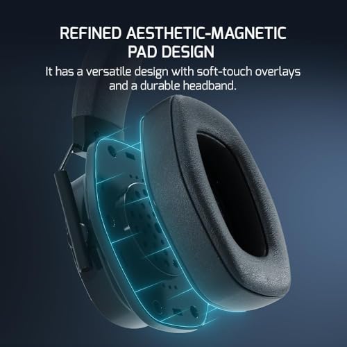 GAMEPOWER Kai X Gaming Headset – Ultra Leicht (260g), Magnetische Cooling-Gel Ohrpolster, 50mm Titan-Treiber, AI-ENC Mikrofon, 3.5mm Klinke kompatibel mit PS5, PS4, Xbox, PC - Schwarz Bild 5