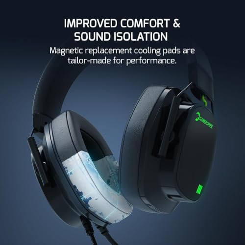 GAMEPOWER Kai X Gaming Headset – Ultra Leicht (260g), Magnetische Cooling-Gel Ohrpolster, 50mm Titan-Treiber, AI-ENC Mikrofon, 3.5mm Klinke kompatibel mit PS5, PS4, Xbox, PC - Schwarz Bild 6