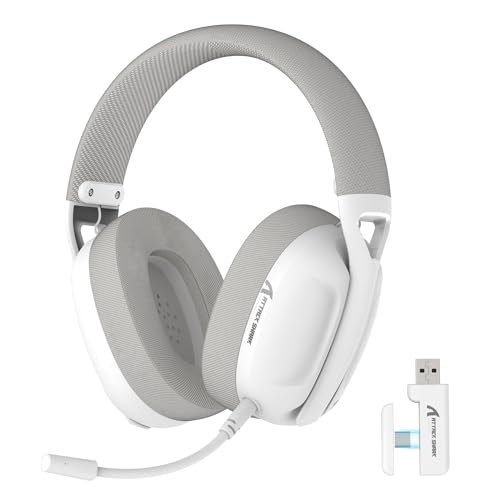 ATTACK SHARK L80 Ultra Leichtes Drahtloses Gaming-Headset, BT 5.3, 2.4G, 3.5mm Kabelgebunden, 50 Std, 40mm Pro-G Treiber, Gaming-Kopfhörer mit Abnehmbaren Mikrofon, für PC, Mac, Mobilgeräte - Weiß Bild 1