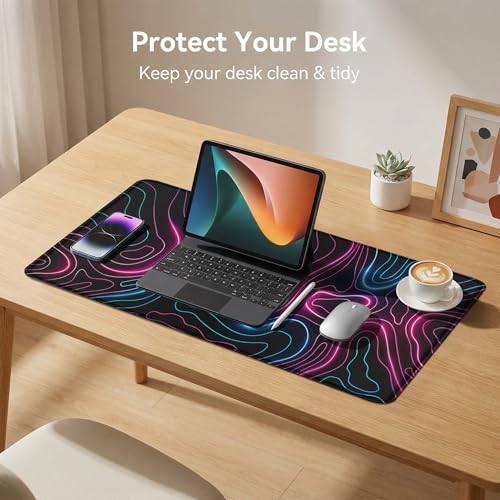 Rcege Großer Mauspad für Schreibtisch - 600x300mm Gaming-Mauspad mit genähten Kanten, Nicht rutschender Unterlage, Schreibtischmatte für Tastatur und Maus Bild 3